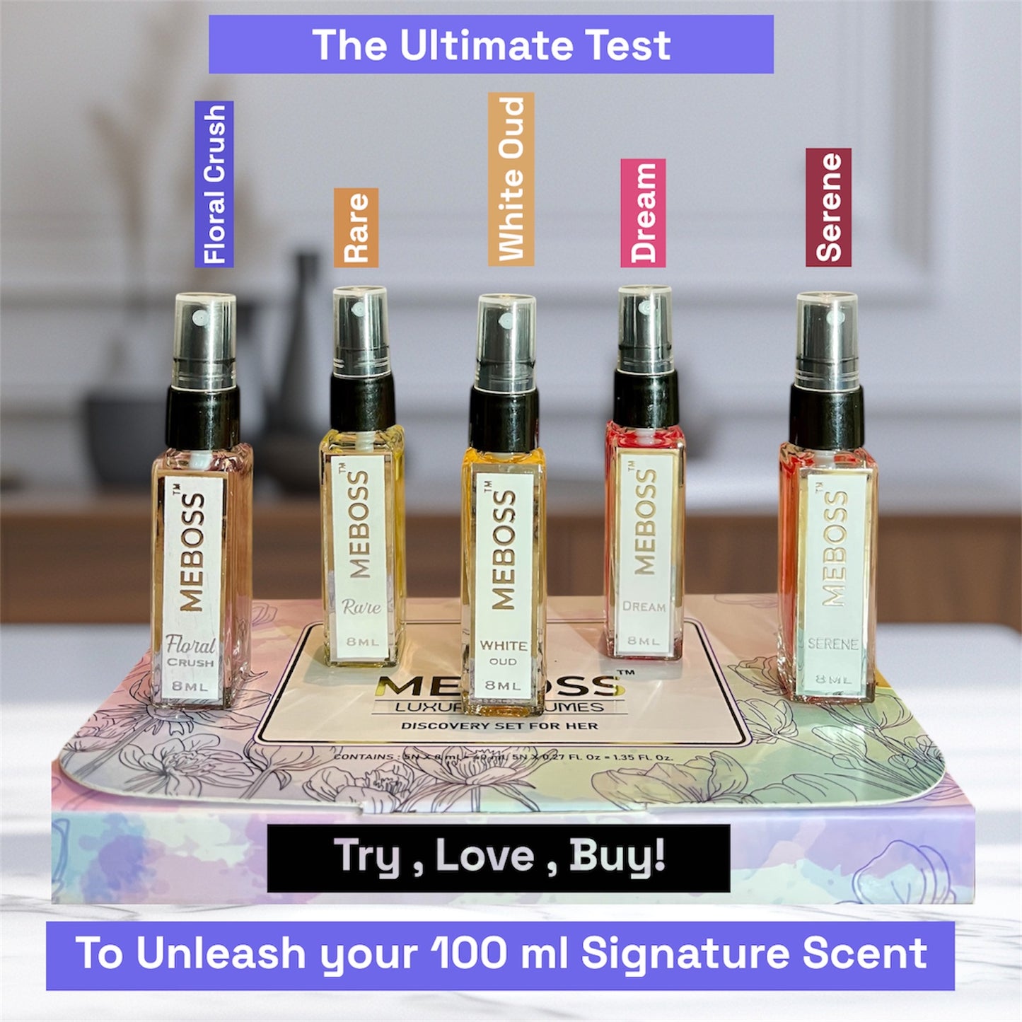 Luxury Perfume Discovery Set, 5x8ml EDP Perfumes for Woman
